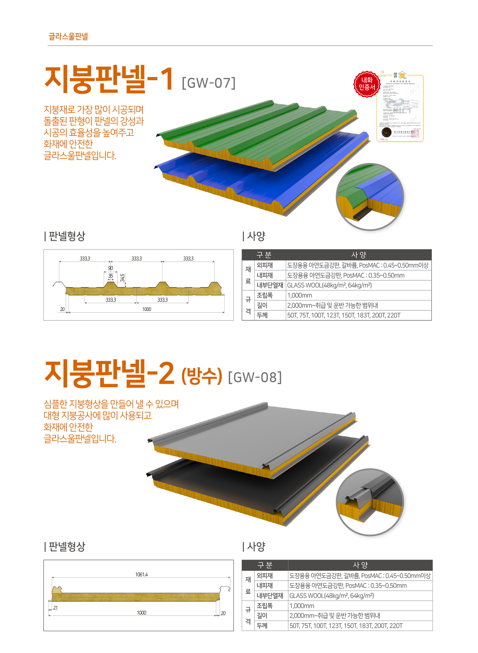 지붕판넬/지붕판넬(방수)